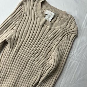 House of Harlow 1960 Cream Ribbed Crew Neck Sweater